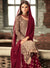 Brown And Red Traditional Embroidered Palazzo Suit