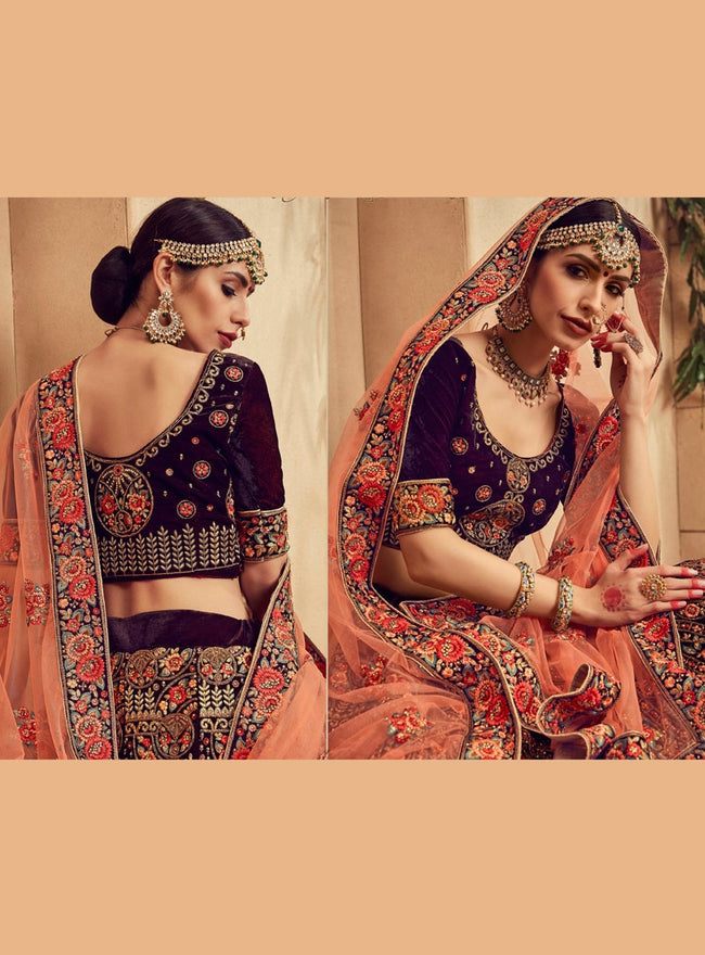 Velvet lehenga choli on sale designs with price