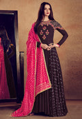 Burgundy And Pink Embellished Anarkali Suit