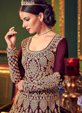 Burgundy All Over Traditional Embroidered Designer Anarkali Suit