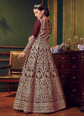 Burgundy All Over Traditional Embroidered Designer Anarkali Suit