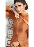 Burnt Orange Embroidered Georgette Palazzo Suit
