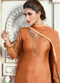 Burnt Orange Embroidered Georgette Palazzo Suit