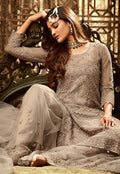 Copper Beige Embroidered Palazzo Suit