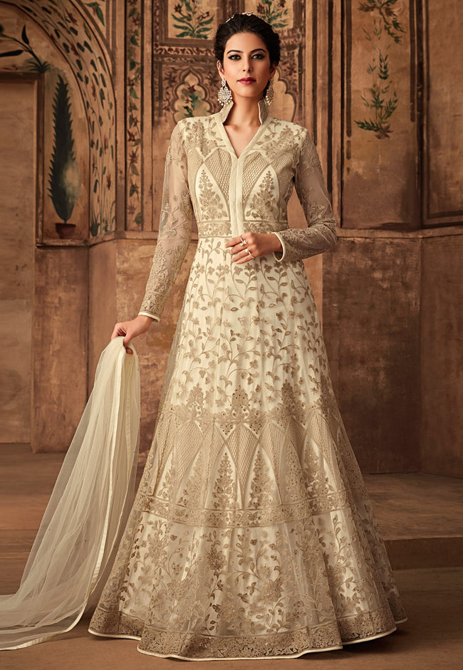 Cream anarkali sale