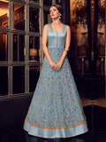 Dark Blue In Dual Tone Traditional Embroidered Anarkali Suit