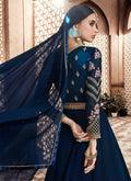 Dark Blue Multi Embroidered Flared Anarkali Suit