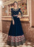 Dark Blue Multi Embroidered Flared Anarkali Suit