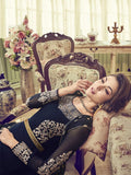 Dark Blue Overcoat Style Embroidered Anarkali Gown