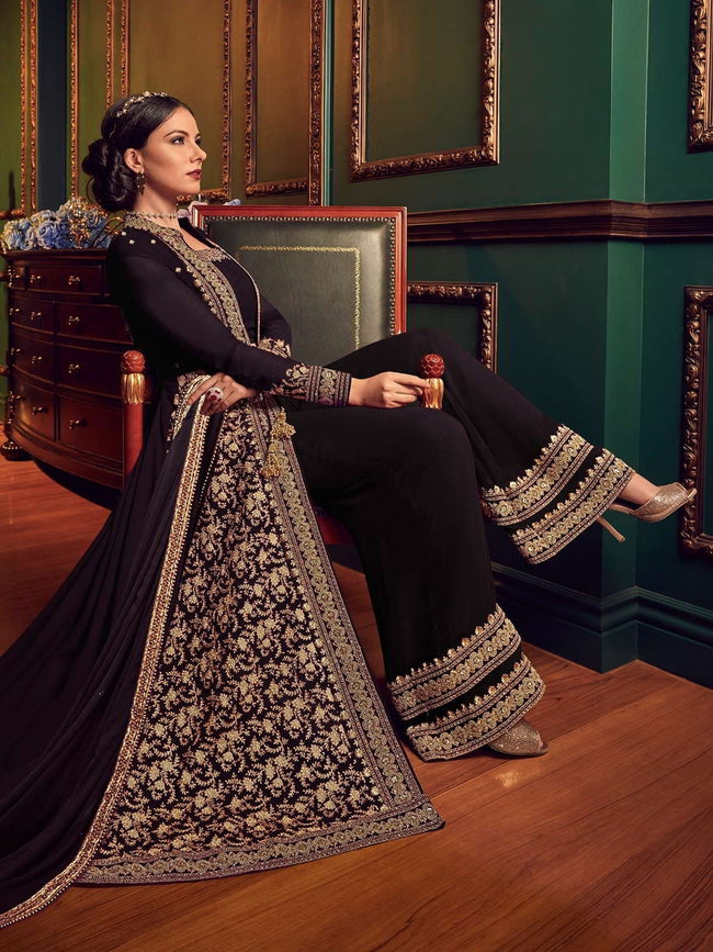 Long jacket discount suit with plazo