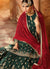 Dark Green And Red Embroidered Peplum Style Gharara Suit