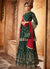 Dark Green And Red Embroidered Peplum Style Gharara Suit