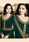 Dark Green Elegant  Embroidered Anarkali Suit