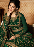 Dark Green Delicately Embroidered Kalidar Anarkali Suit