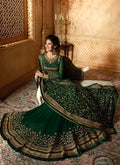 Dark Green Delicately Embroidered Kalidar Anarkali Suit