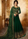 Dark Green Delicately Embroidered Kalidar Anarkali Suit