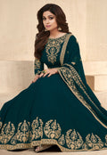 Dark Green Embroidered Georgette Anarkali Suit