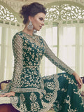 Dark Green Embellished Indian Gharara Palazzo Suit
