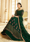 Dark Green Ethnic Multi Embroidered Flared Anarkali Suit