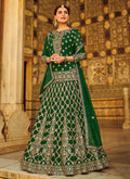 Green Golden Zari Detailed Wedding Lehenga Kurti
