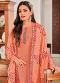Peach Multi Embroidered Traditional Palazzo Suit In CANADA 