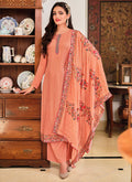 Peach Multi Embroidered Traditional Palazzo Suit