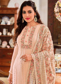 Baby Pink Embroidered Traditional Palazzo Suit In USA