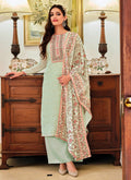 Mint Green Multi Embroidered Traditional Palazzo Suit