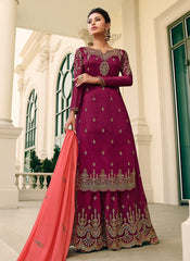 Maroon Gharara Style Suit