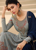 Indian Clothes - Grey Designer Gharara Style Suit