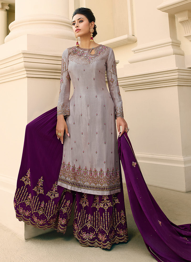 Indian Dresses - Purple Gharara Suit In USA, CANADA, New Zealand