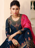 Indian Clothes - Blue And Pink Gharara Style Suit