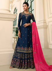 Blue Gharara Style Suit