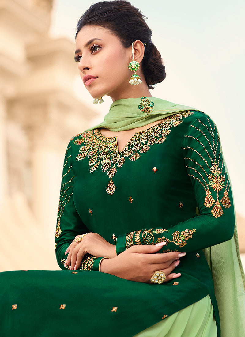 Indian Clothes - Green Gharara Style Suit