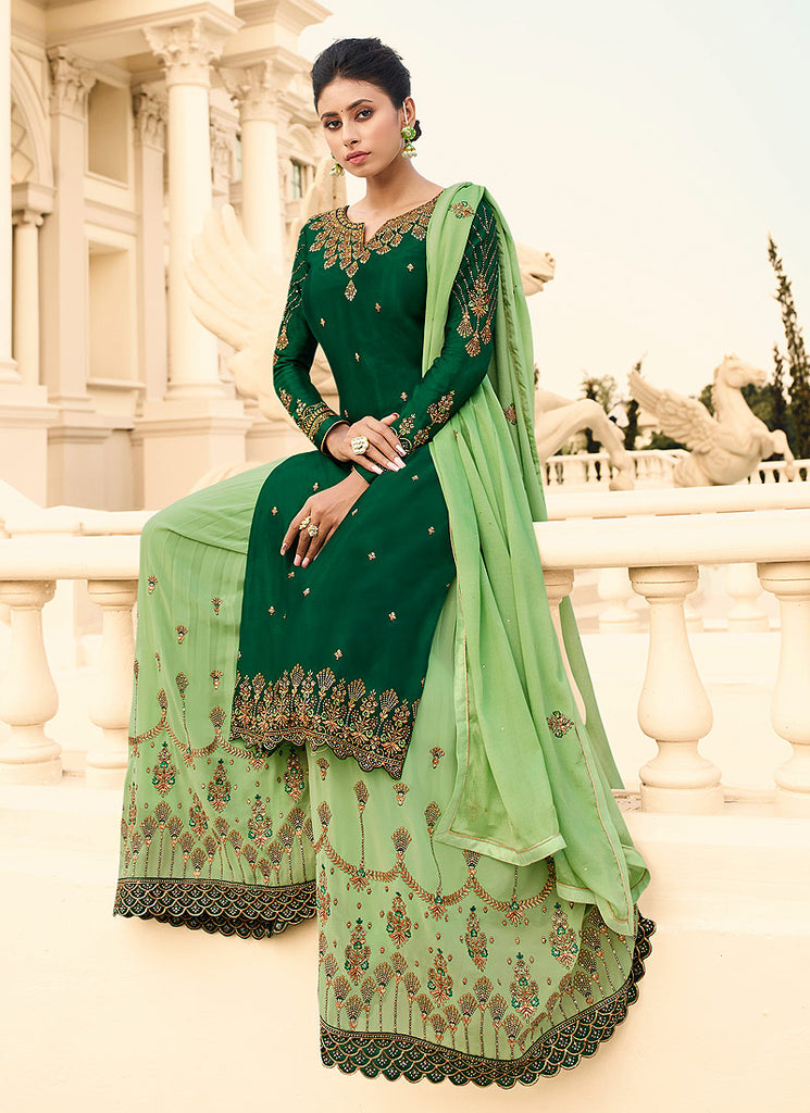Indian Dresses - Green Gharara Suit In USA
