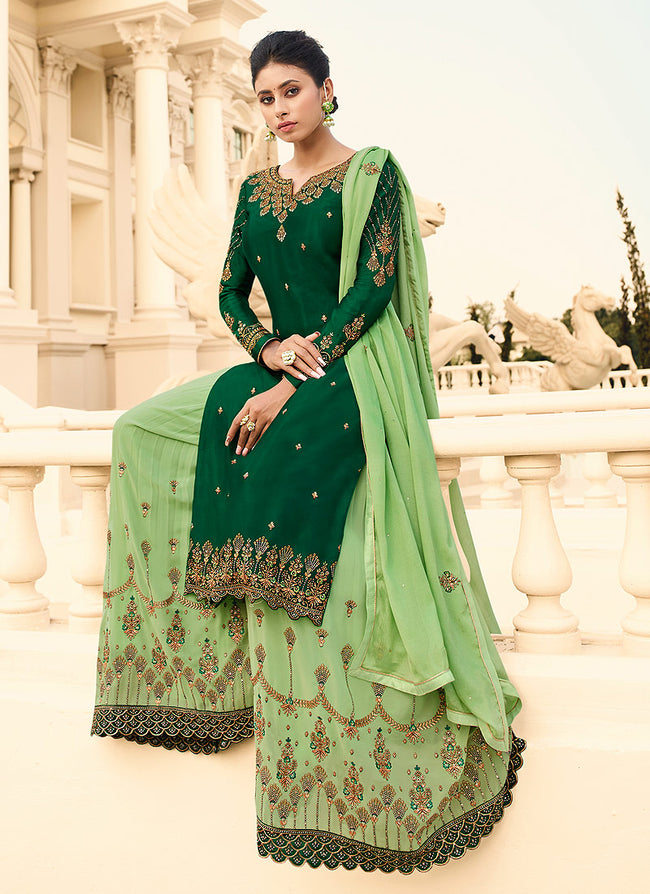 Indian Dresses - Green Gharara Suit In USA