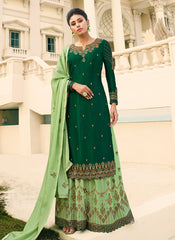 Green Gharara Style Suit