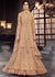 Indian Clothes- Peach Golden Embroidered Designer Lehenga Kurti Set