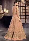 Indian Dresses - Peach Golden Embroidered Designer Lehenga Kurti Set