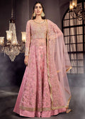 Indian Clothes - Pink Designer Embroidered Lehenga Style Suit