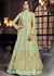 Indian Clothes - Pista Green Embroidered Anarkali Lehenga/Pant Suit