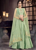 Indian Suits - Pista Green Embroidered Anarkali Lehenga