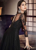 Indian Suits - Black Designer Embroidered Anarkali Style Gown