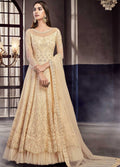 Beige Golden Anarkali Gown