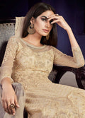 Indian Suits - Beige Golden Anarkali Gown Suit