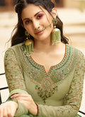 Green Dual Tone Embroidered Designer Sharara Suit