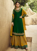 Indian Clothes - Green And Yellow Embroidered Designer Sharara Suit