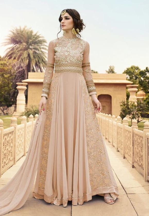 Peach Designer Embroidered Anarkali Suit In usa
