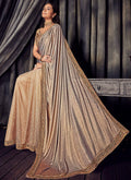 Golden Beige Overall Zari Embroidered Designer Saree