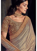 Golden Beige Overall Zari Embroidered Designer Saree